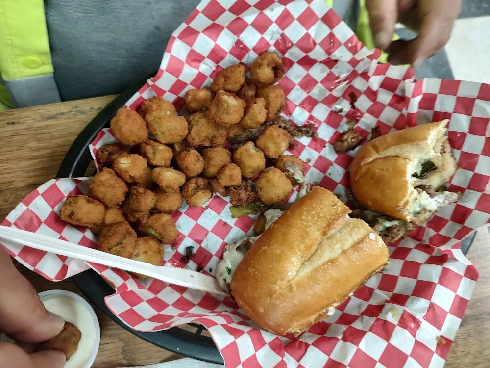 Cheeseburger Basket with Fried Okra